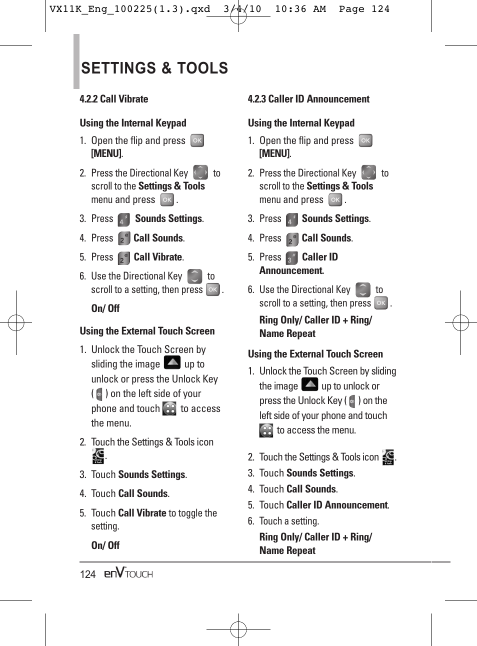 Settings & tools | LG VX11000 User Manual | Page 126 / 398