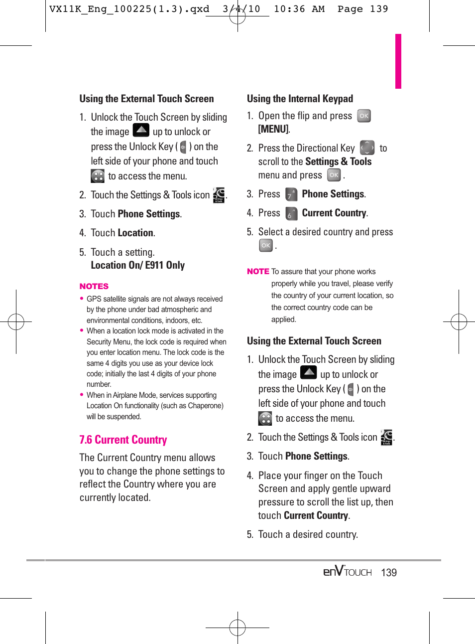 6 current country | LG VX11000 User Manual | Page 141 / 398