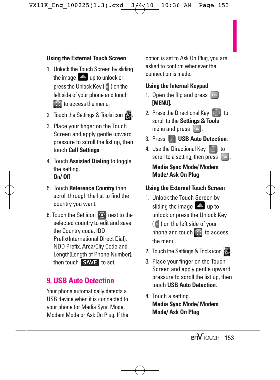Usb auto detection | LG VX11000 User Manual | Page 155 / 398