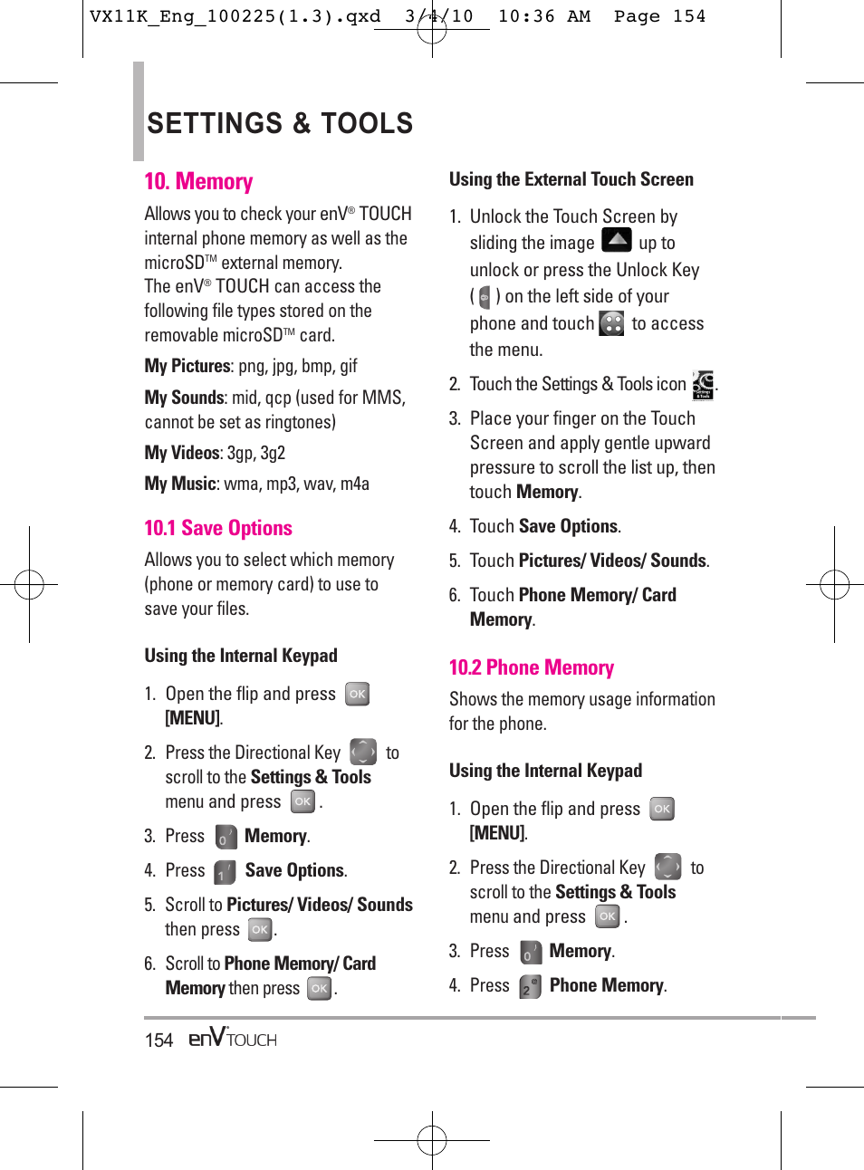 Settings & tools | LG VX11000 User Manual | Page 156 / 398