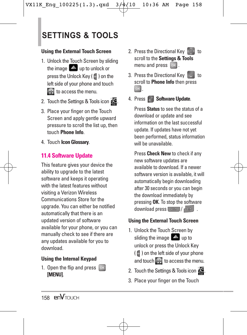 Settings & tools | LG VX11000 User Manual | Page 160 / 398