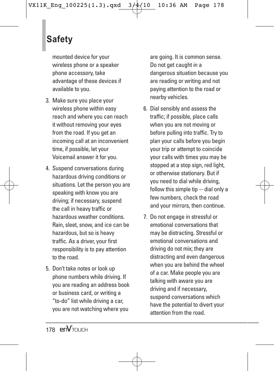 Safety | LG VX11000 User Manual | Page 180 / 398