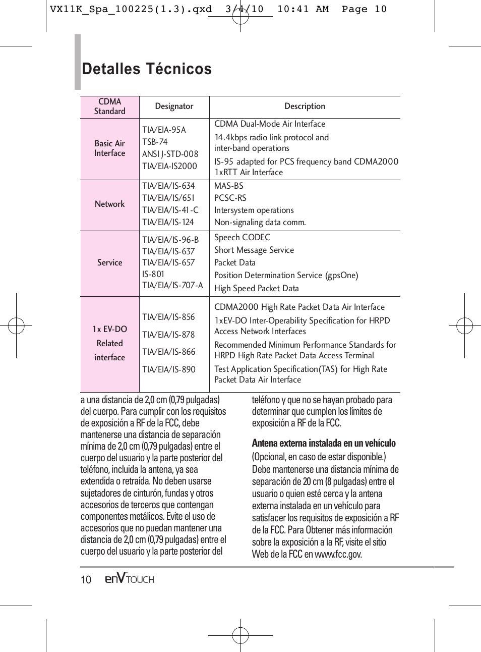 Detalles técnicos | LG VX11000 User Manual | Page 208 / 398