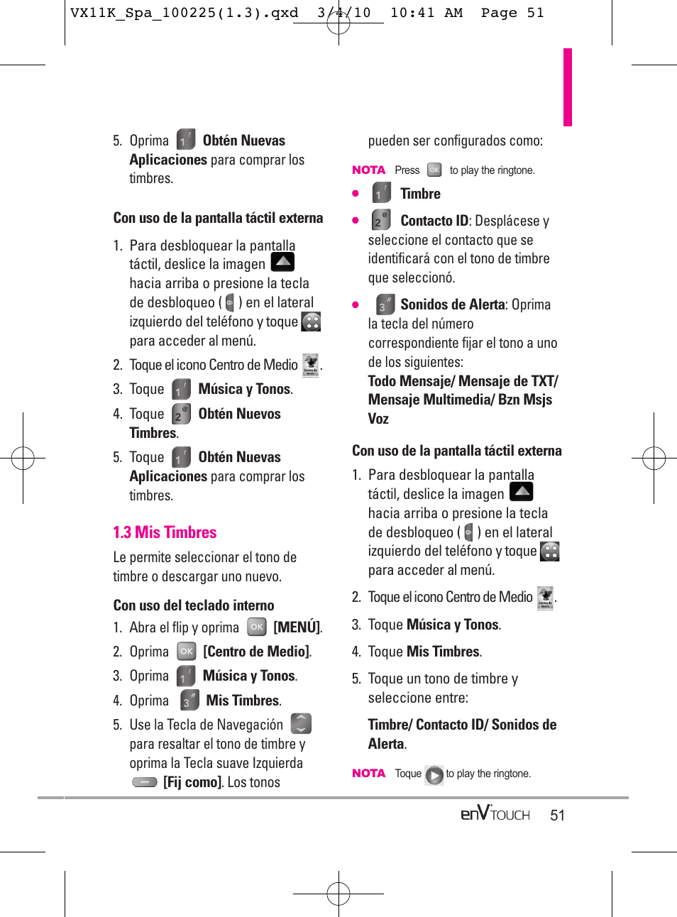 3 mis timbres | LG VX11000 User Manual | Page 249 / 398