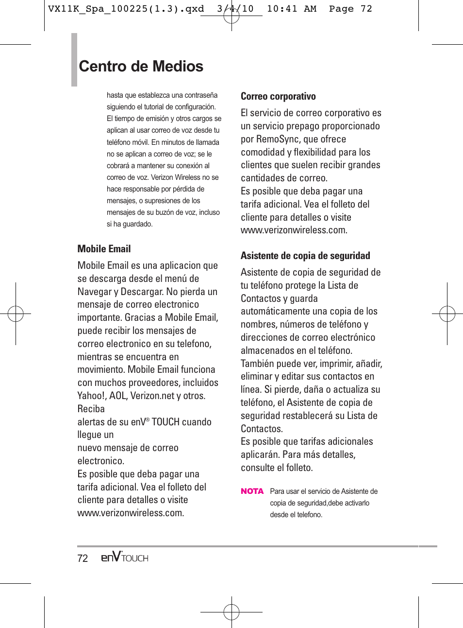 Centro de medios | LG VX11000 User Manual | Page 270 / 398