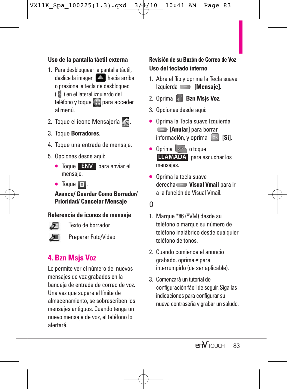 Bzn msjs voz | LG VX11000 User Manual | Page 281 / 398