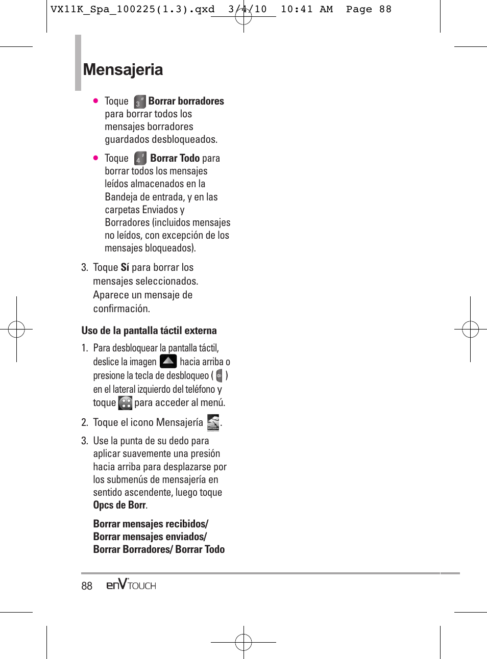 Mensajeria | LG VX11000 User Manual | Page 286 / 398