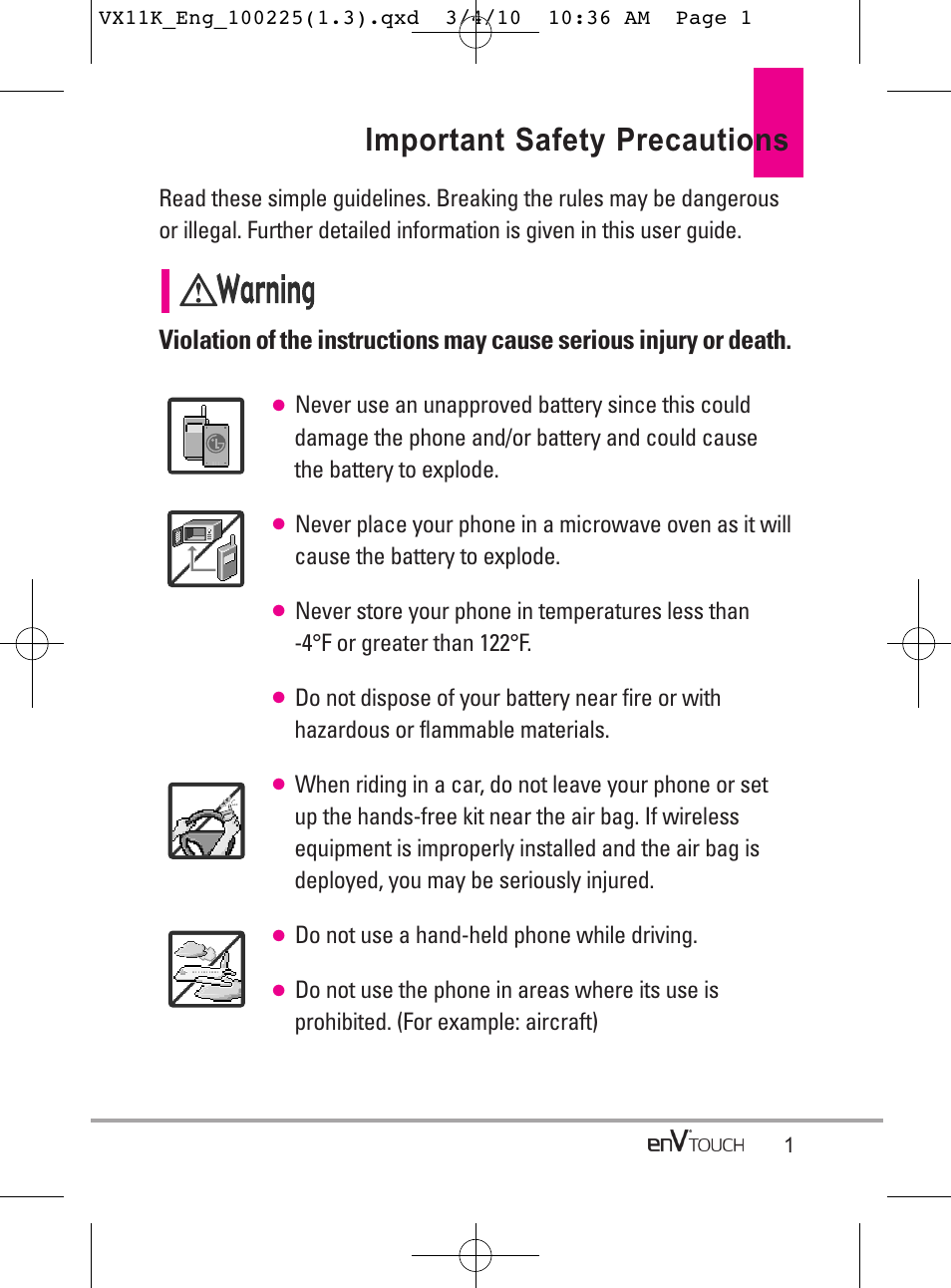 Important safety precautions | LG VX11000 User Manual | Page 3 / 398