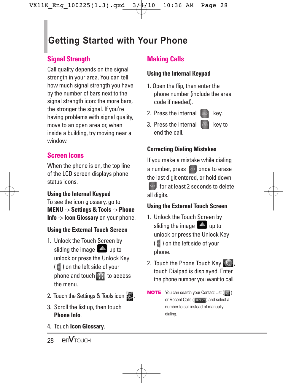 Getting started with your phone | LG VX11000 User Manual | Page 30 / 398