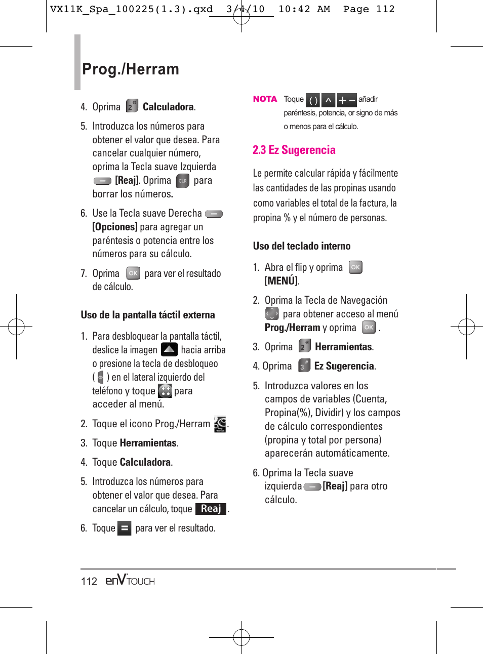 Prog./herram | LG VX11000 User Manual | Page 310 / 398