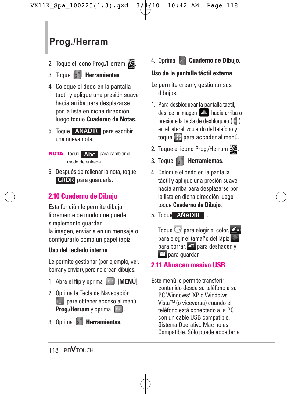 Prog./herram | LG VX11000 User Manual | Page 316 / 398