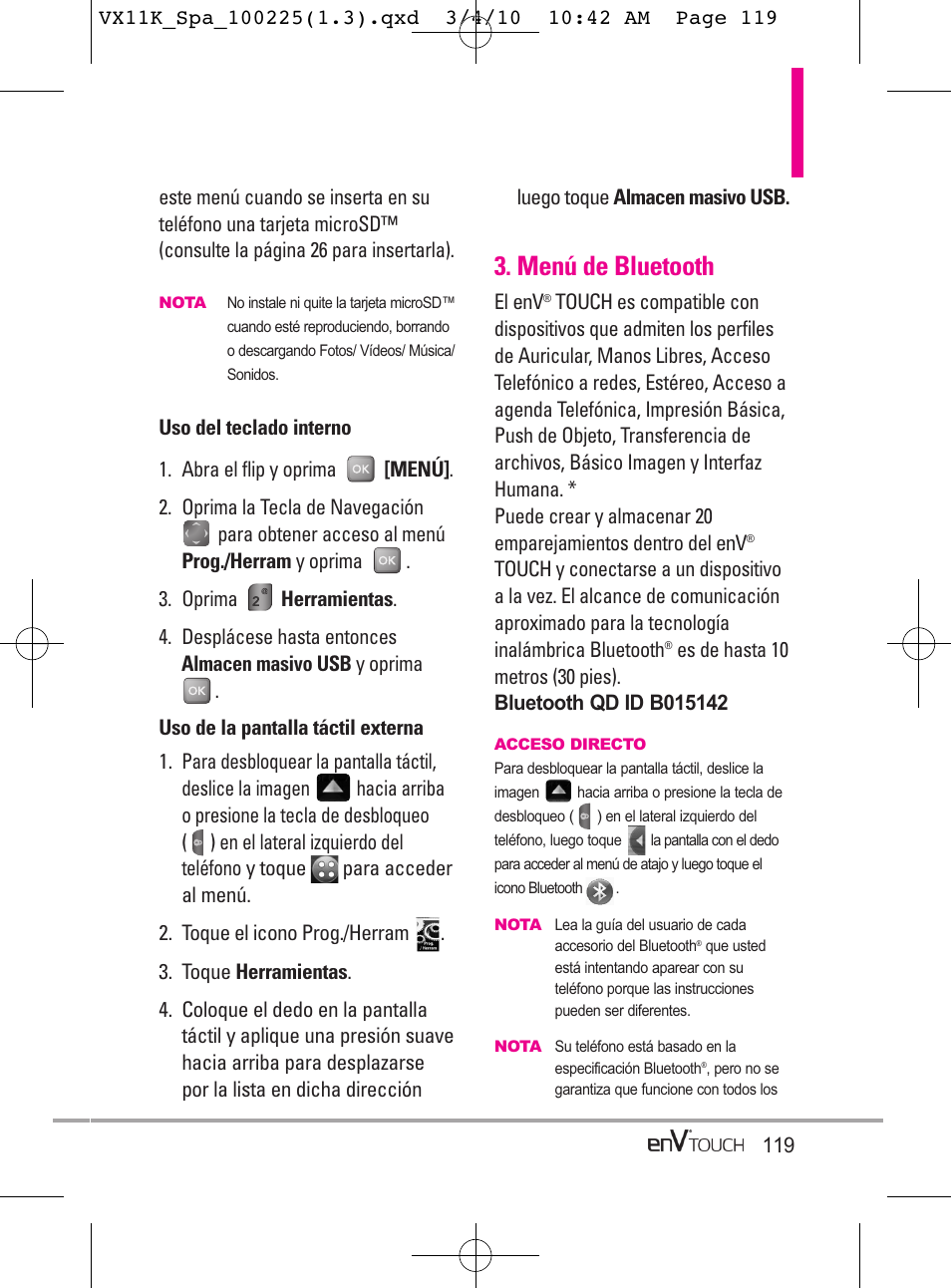 Menú de bluetooth | LG VX11000 User Manual | Page 317 / 398