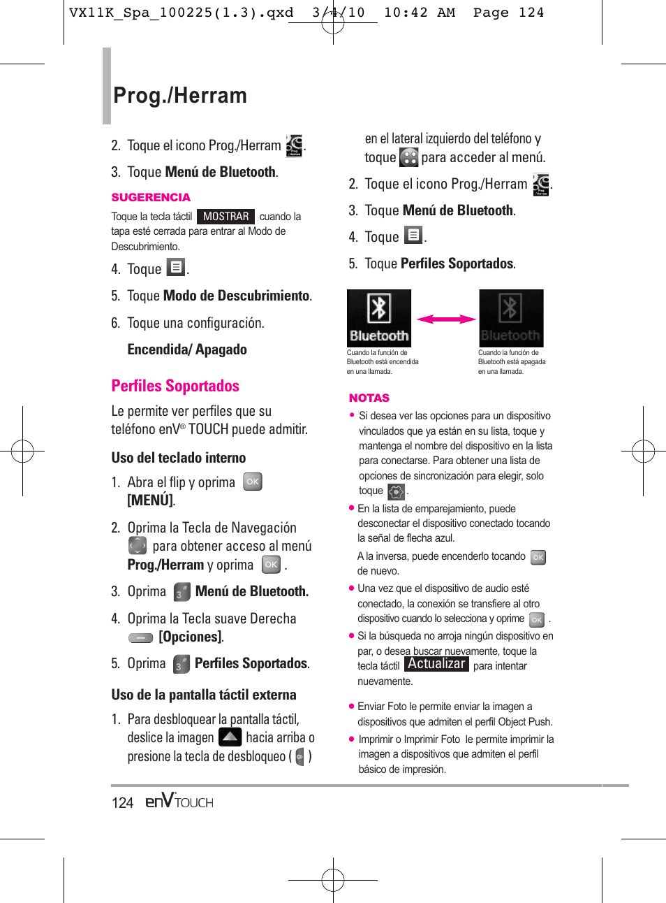 Prog./herram, Perfiles soportados | LG VX11000 User Manual | Page 322 / 398