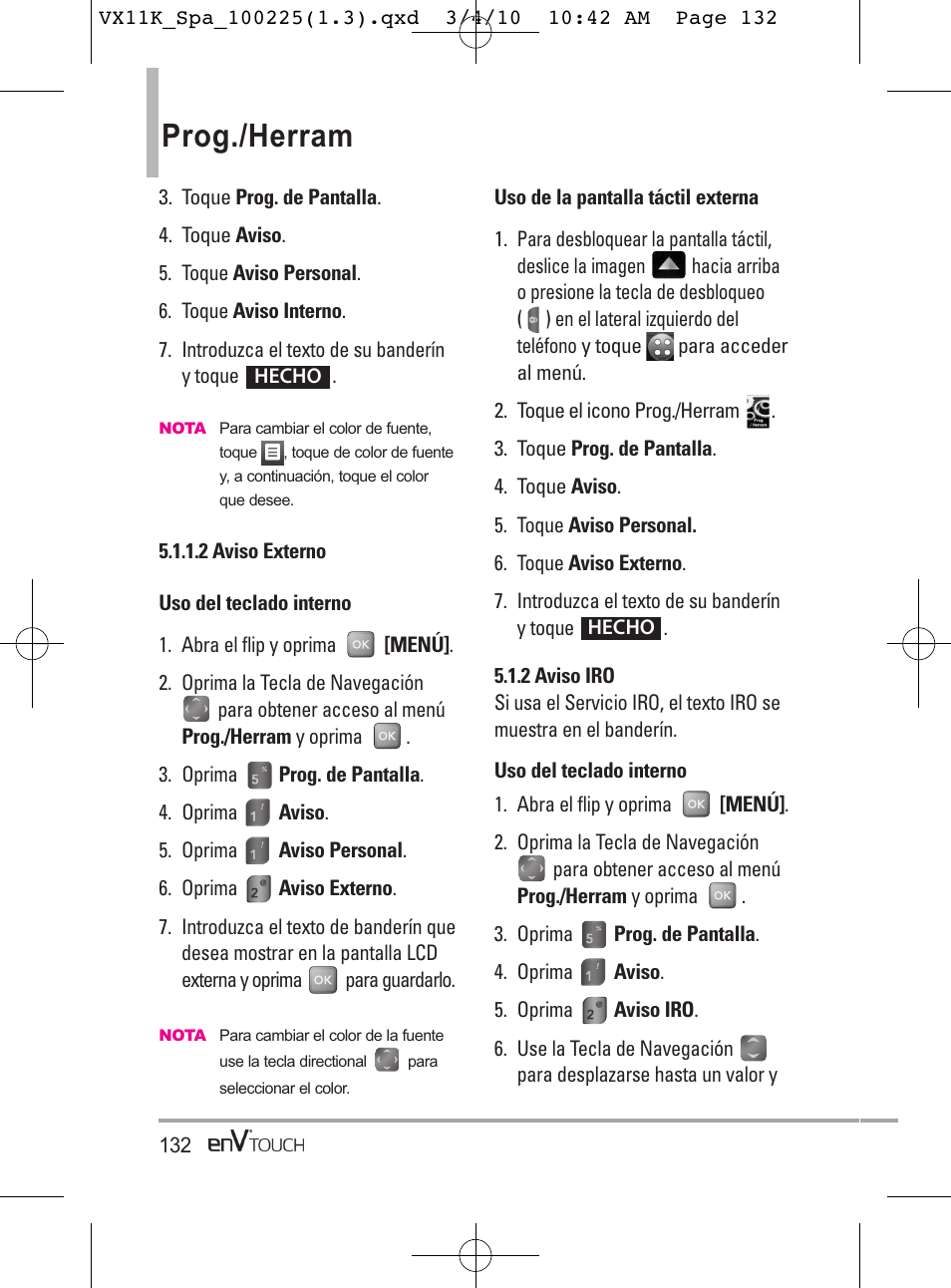 Prog./herram | LG VX11000 User Manual | Page 330 / 398
