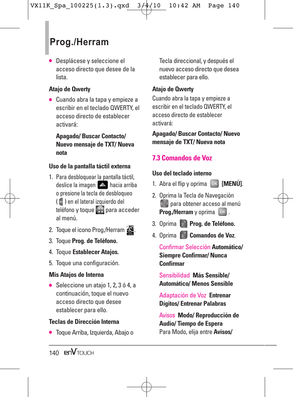 Prog./herram | LG VX11000 User Manual | Page 338 / 398