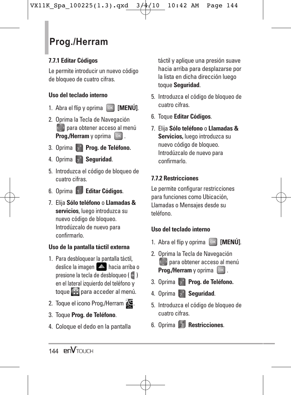 Prog./herram | LG VX11000 User Manual | Page 342 / 398