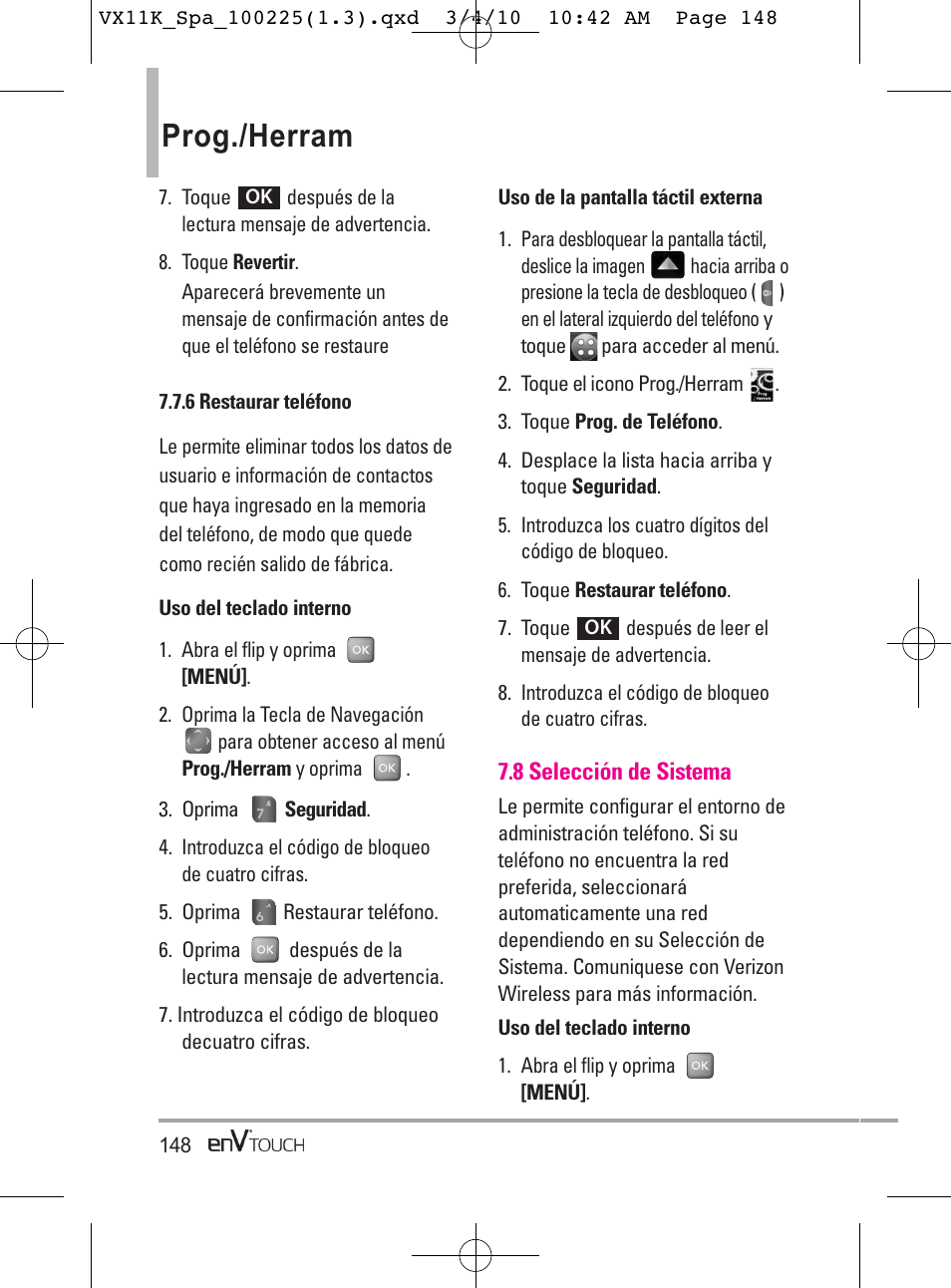 Prog./herram | LG VX11000 User Manual | Page 346 / 398