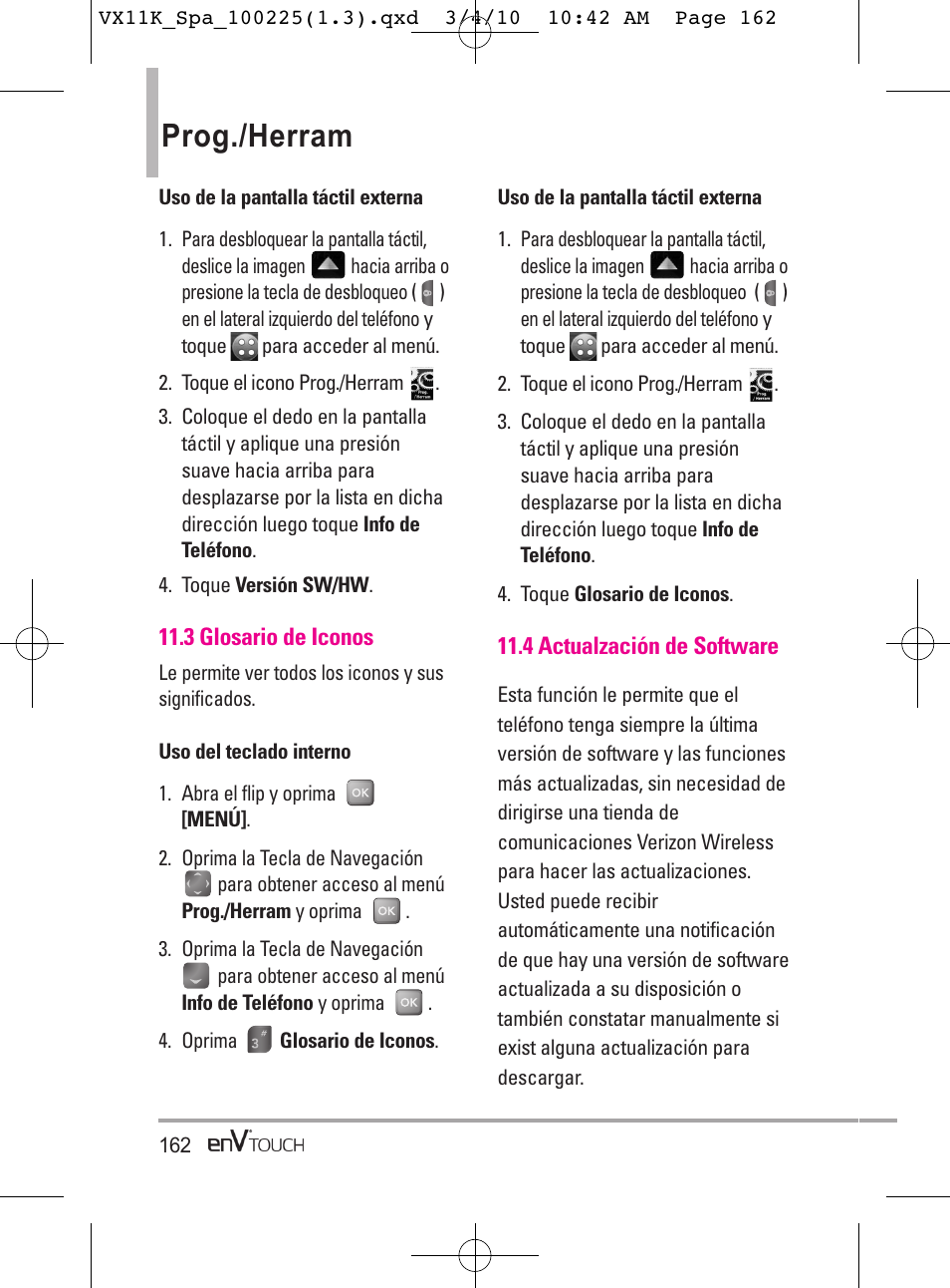 Prog./herram | LG VX11000 User Manual | Page 360 / 398