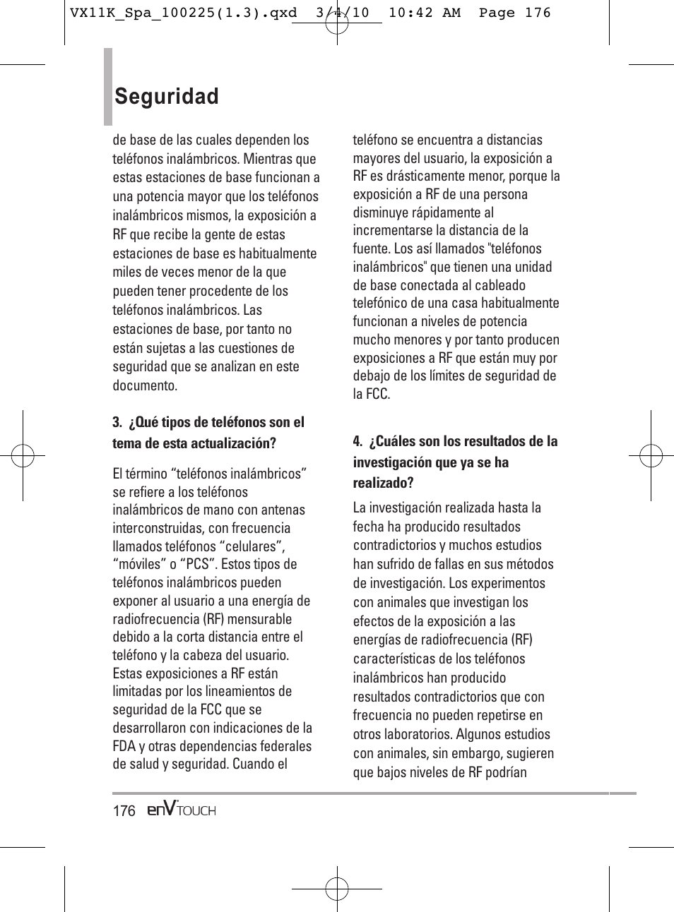 Seguridad safetysafety | LG VX11000 User Manual | Page 374 / 398