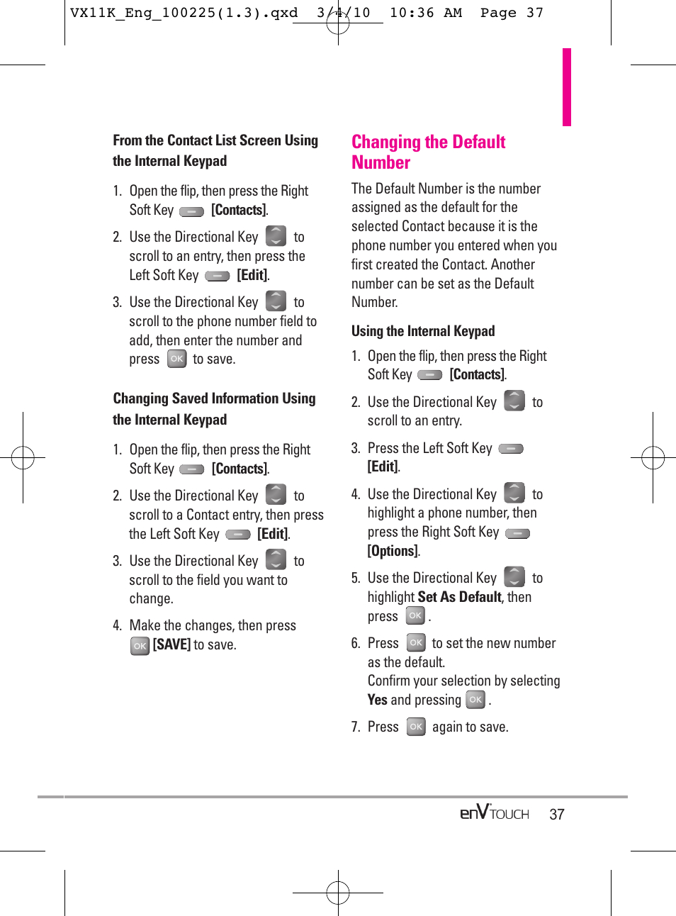 Changing the default number | LG VX11000 User Manual | Page 39 / 398