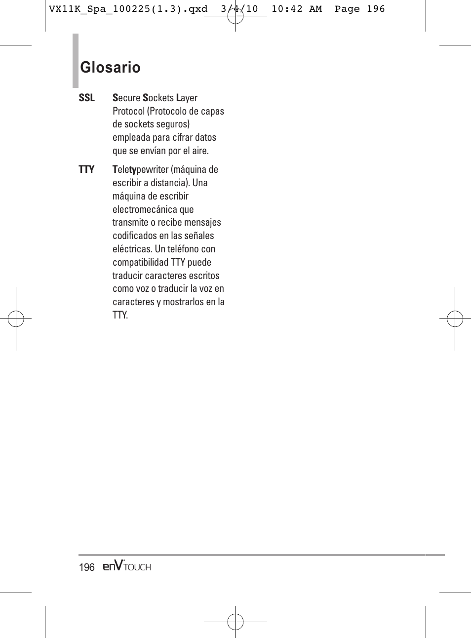 Glosario | LG VX11000 User Manual | Page 394 / 398