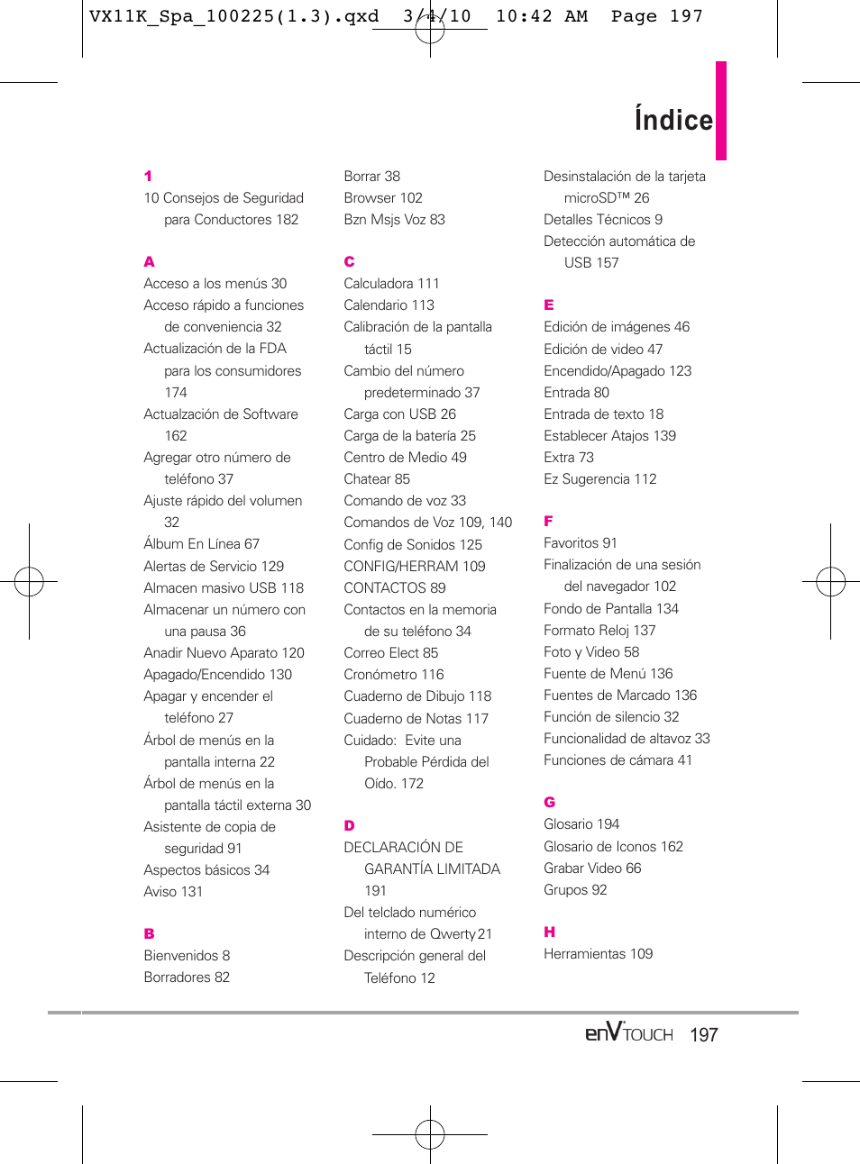 Índice | LG VX11000 User Manual | Page 395 / 398