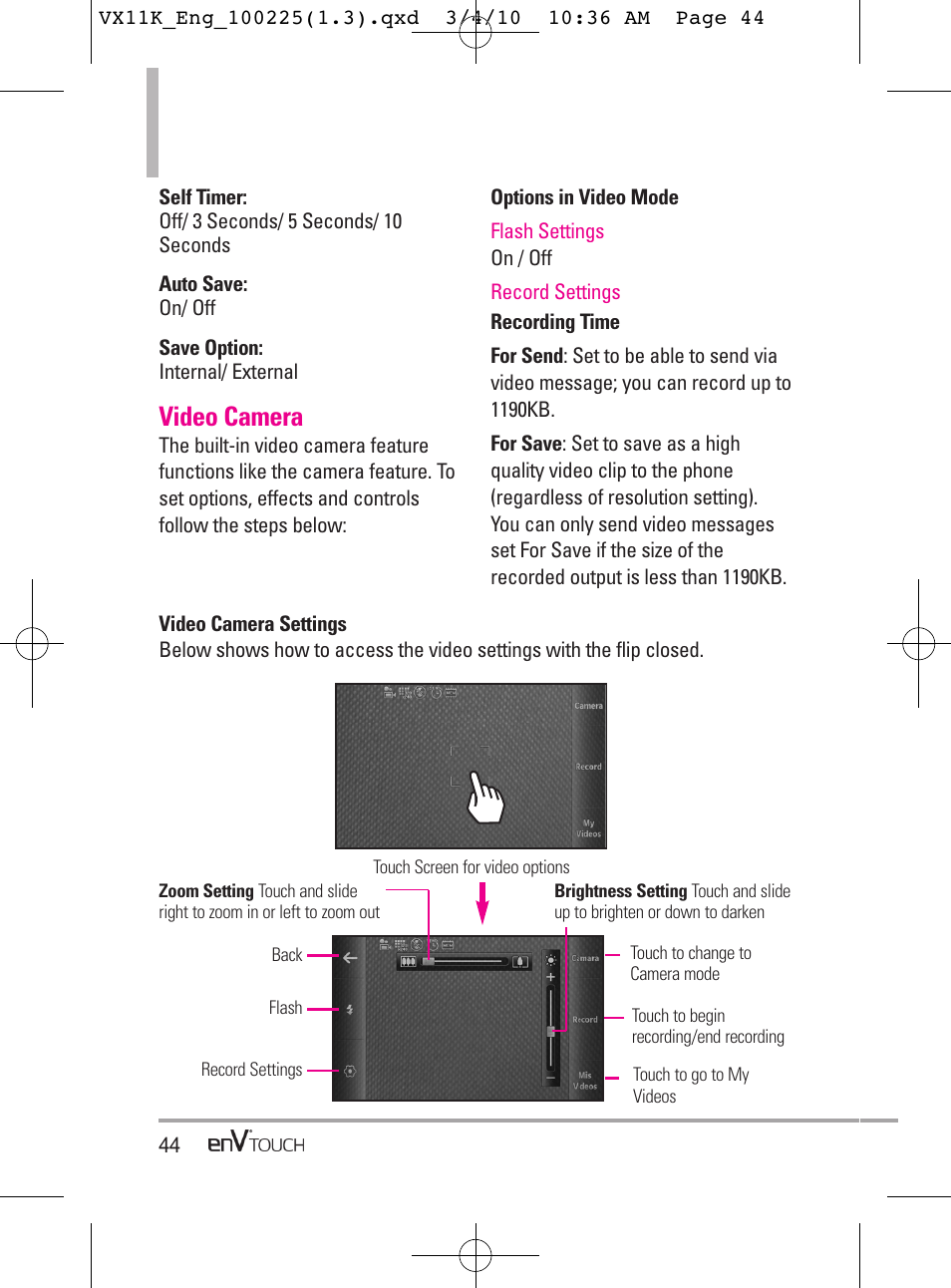 Video camera | LG VX11000 User Manual | Page 46 / 398