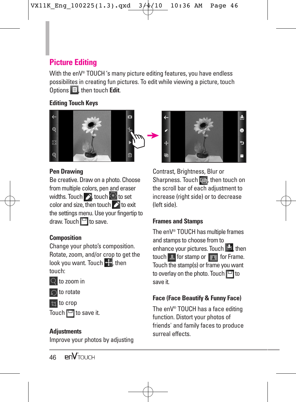 Picture editing | LG VX11000 User Manual | Page 48 / 398