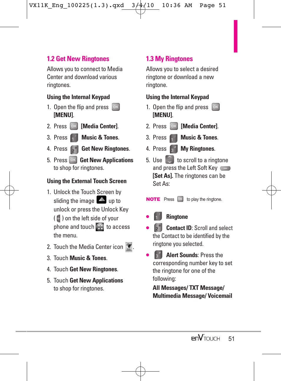 2 get new ringtones, 3 my ringtones | LG VX11000 User Manual | Page 53 / 398