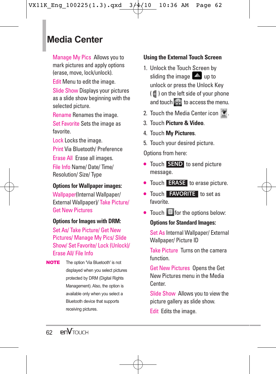 Media center | LG VX11000 User Manual | Page 64 / 398