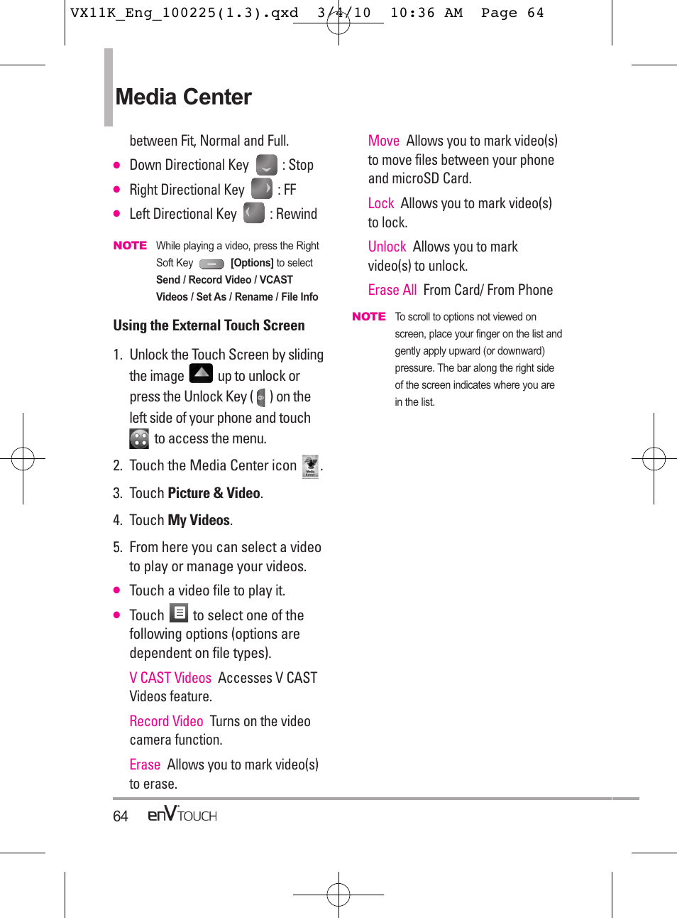 Media center | LG VX11000 User Manual | Page 66 / 398