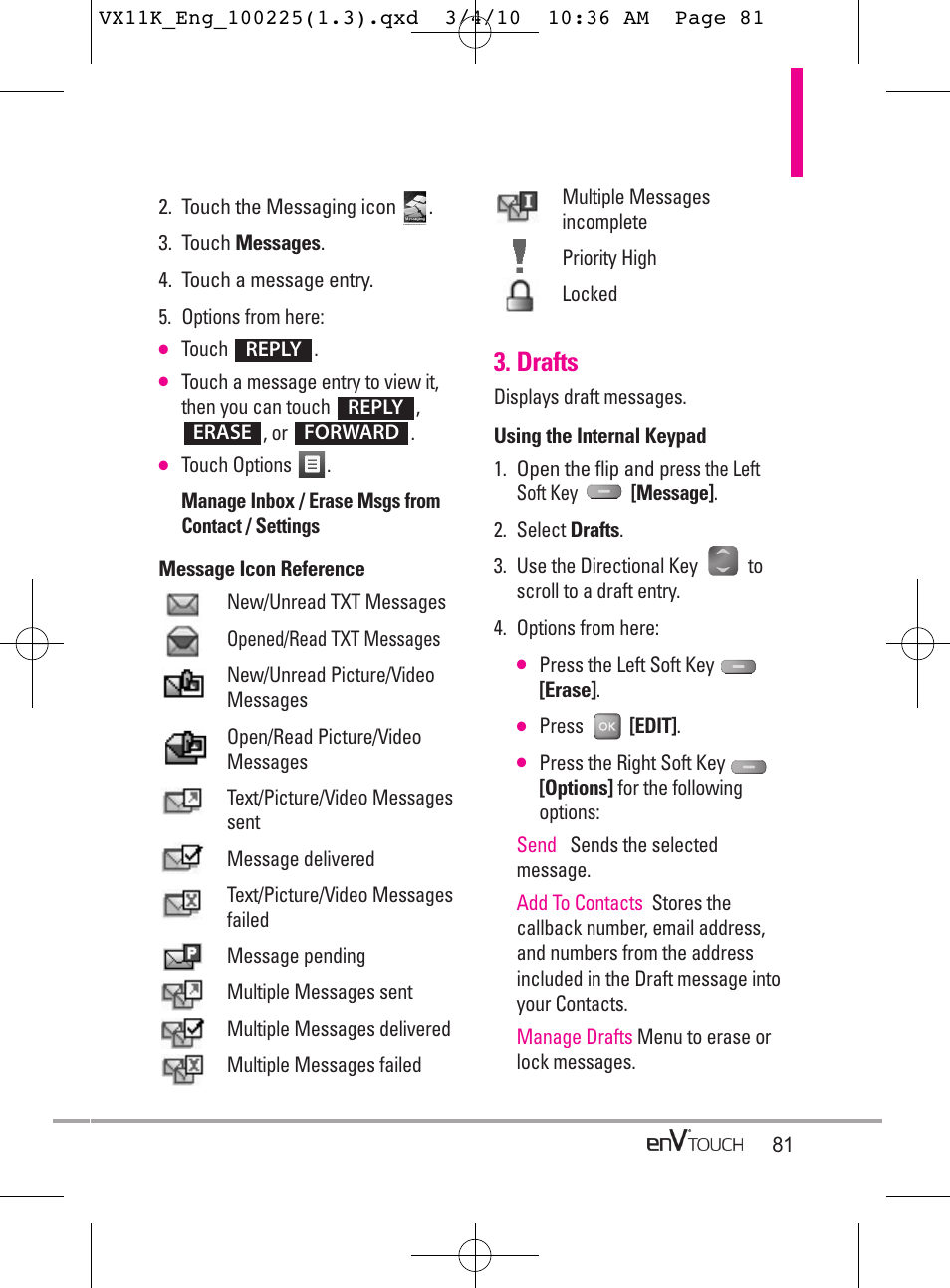 Drafts | LG VX11000 User Manual | Page 83 / 398