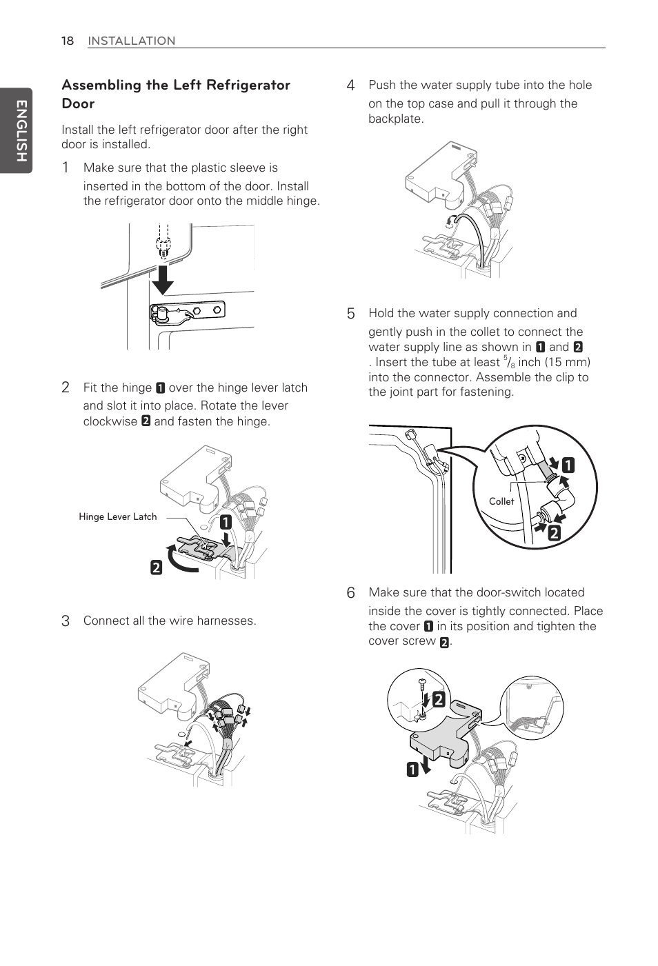 Assembling the left refrigerator door | LG LFX31995ST User Manual | Page 18 / 121