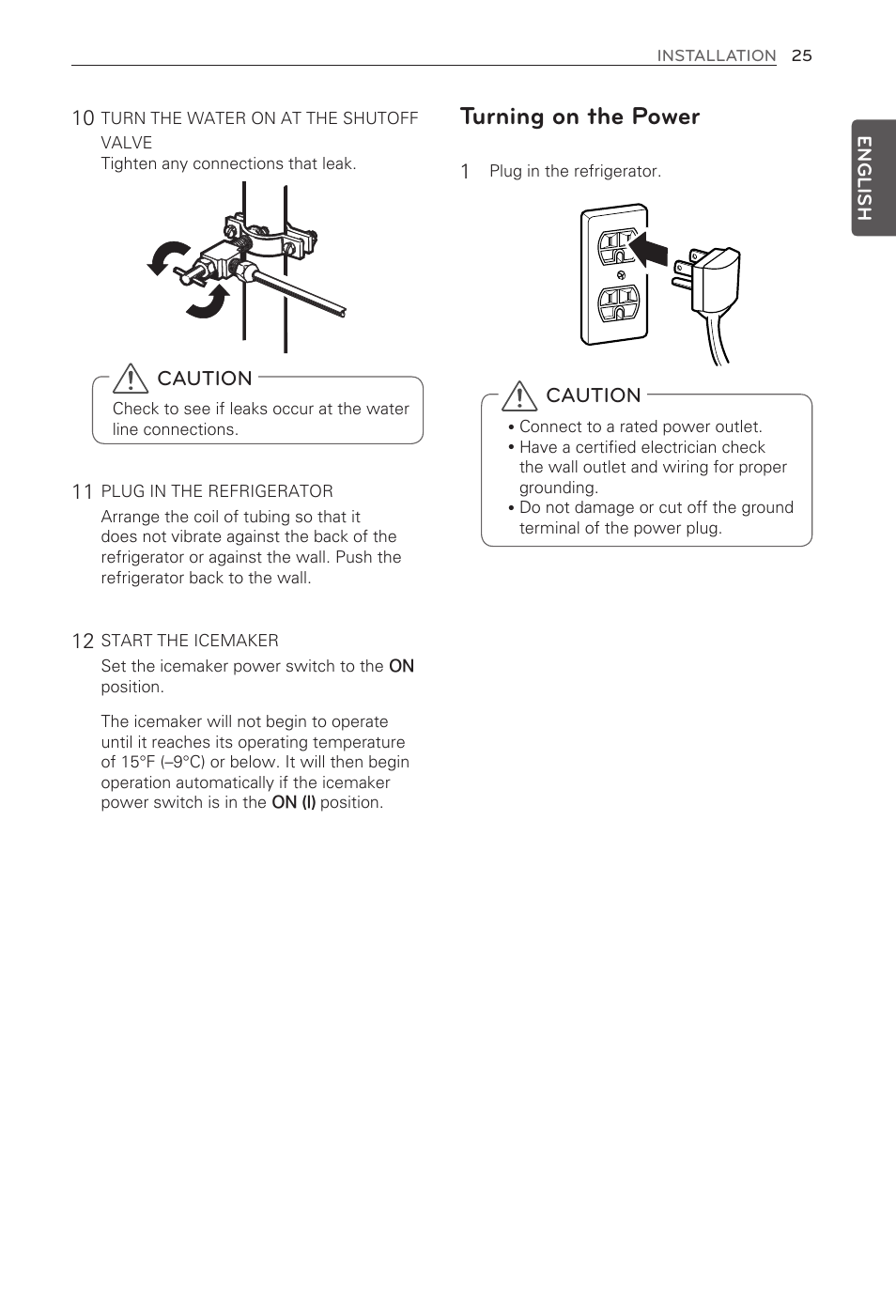 Turning on the power | LG LFX31995ST User Manual | Page 25 / 121