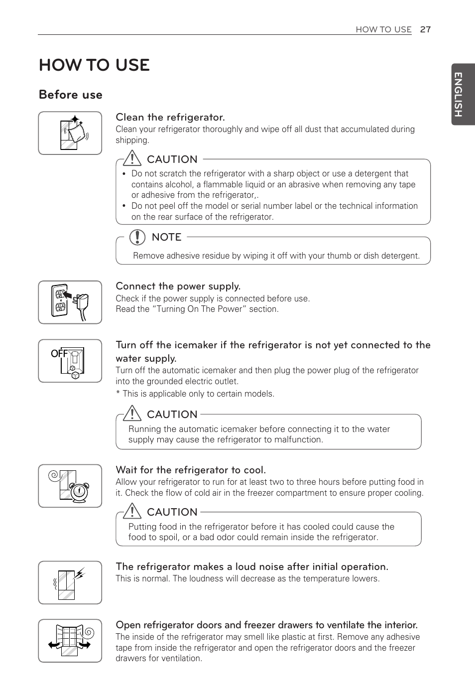 How to use, Before use | LG LFX31995ST User Manual | Page 27 / 121
