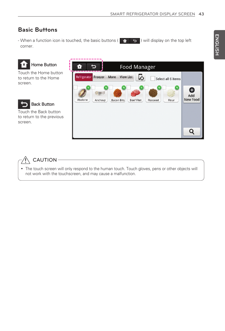 Basic buttons, Caution | LG LFX31995ST User Manual | Page 43 / 121