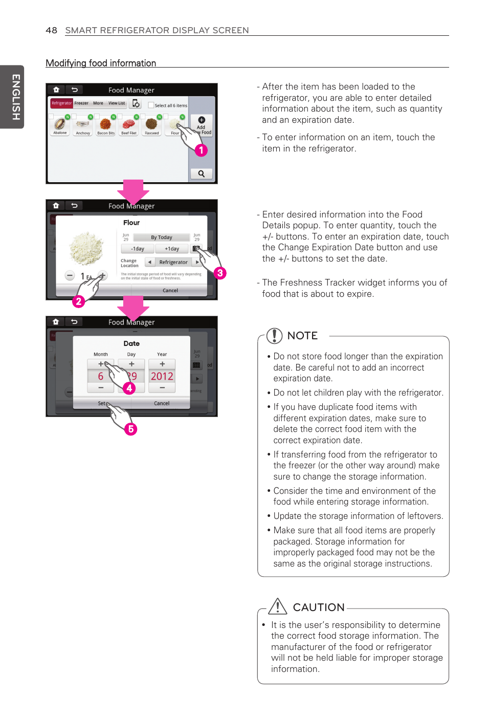 Caution, English | LG LFX31995ST User Manual | Page 48 / 121
