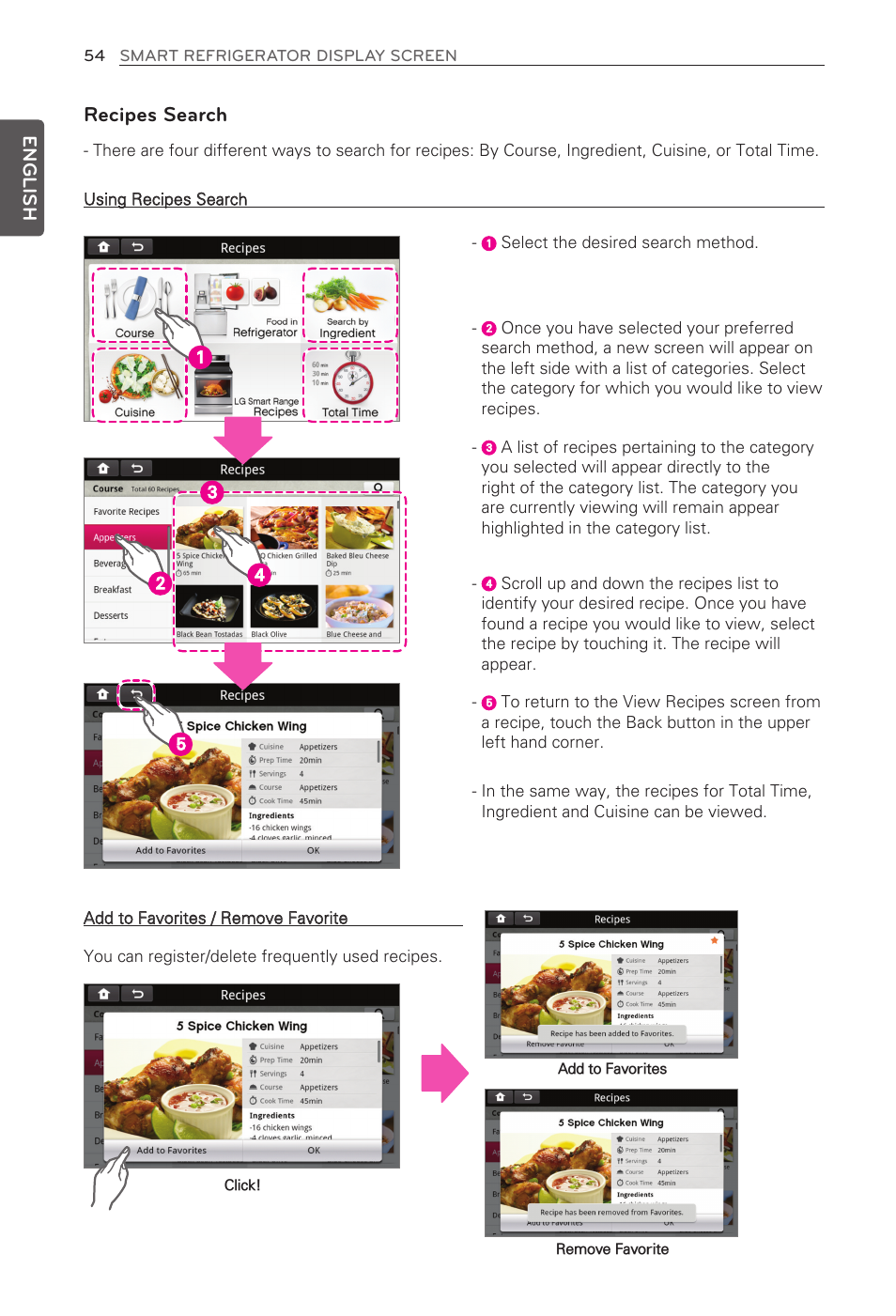 Recipes search, English | LG LFX31995ST User Manual | Page 54 / 121