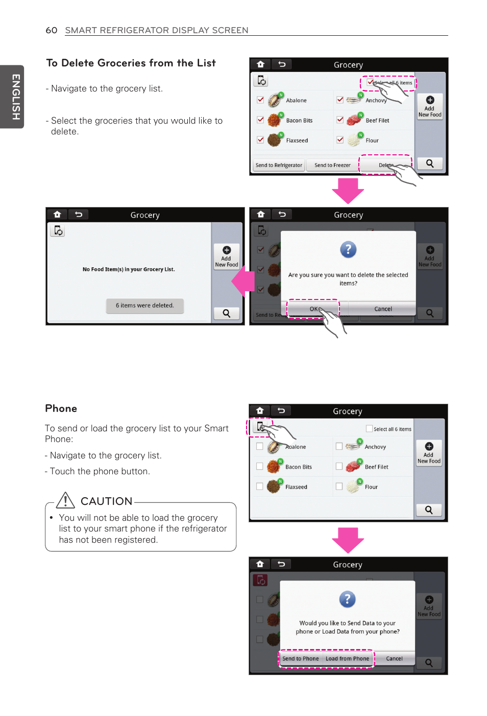 Caution, Phone | LG LFX31995ST User Manual | Page 60 / 121