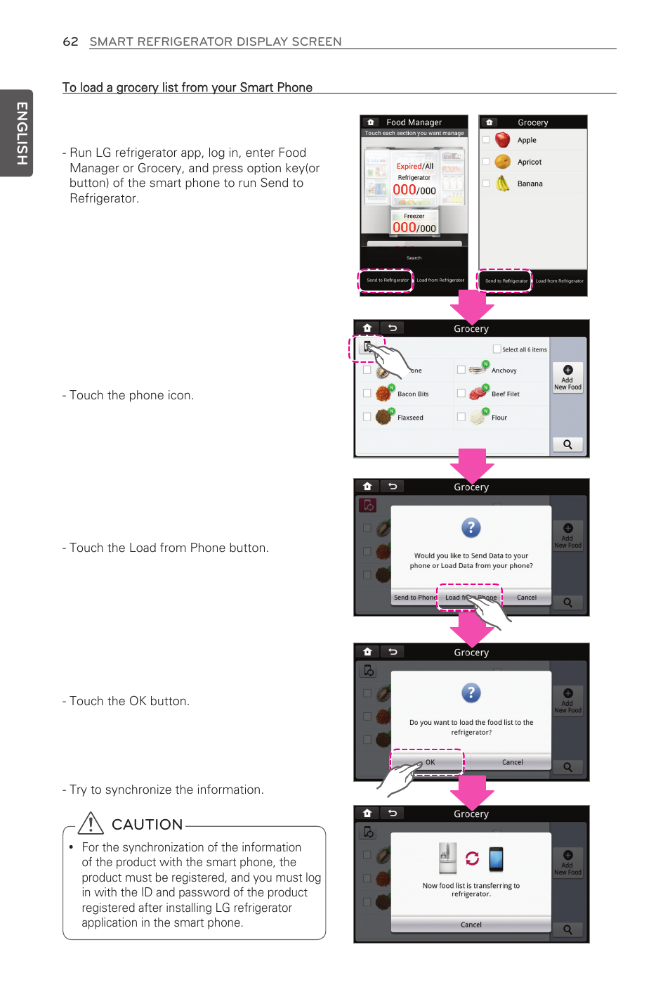 Caution, English | LG LFX31995ST User Manual | Page 62 / 121