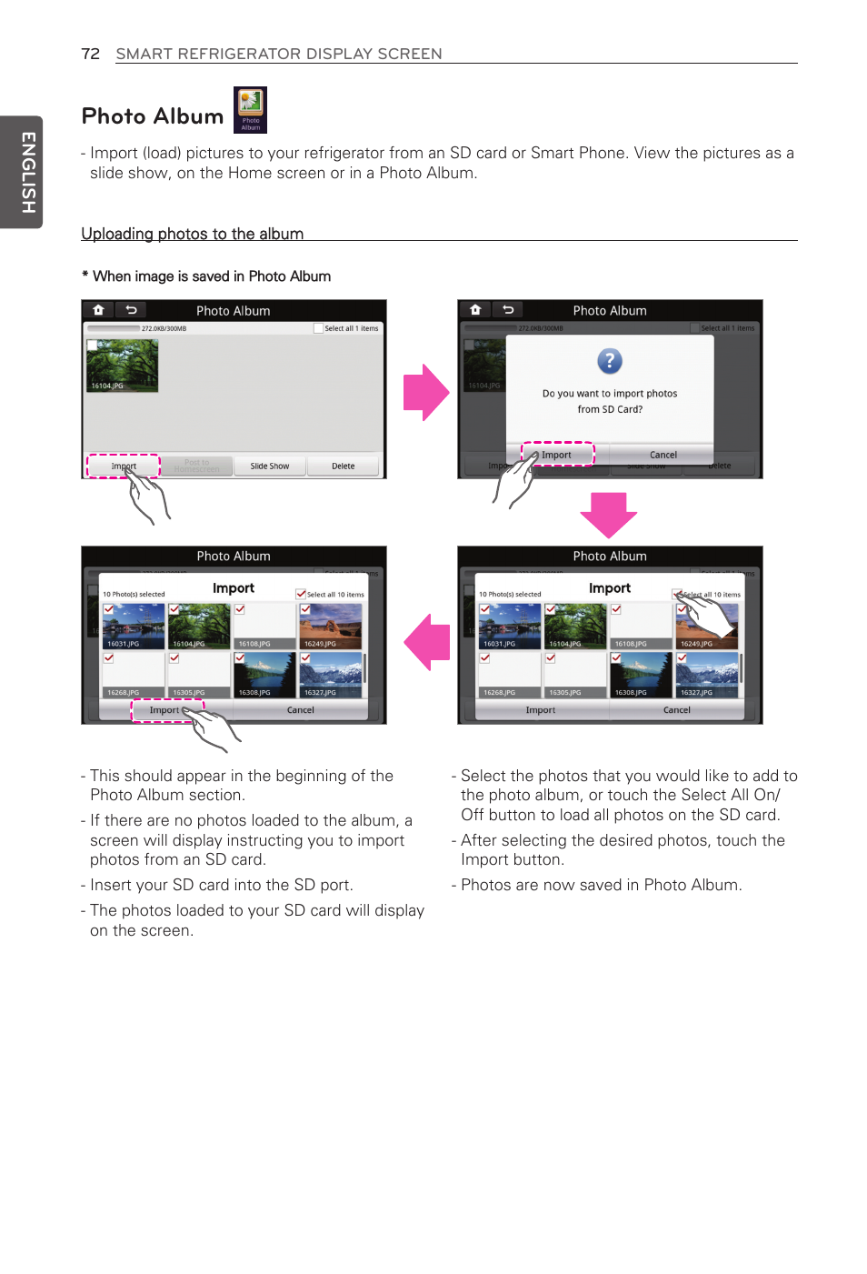 Photo album, English | LG LFX31995ST User Manual | Page 72 / 121