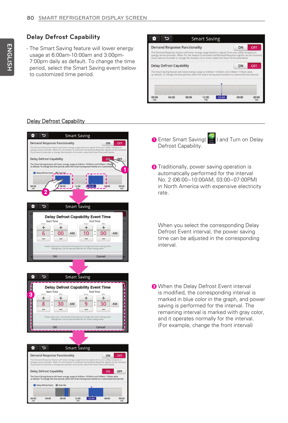 Delay defrost capability, English | LG LFX31995ST User Manual | Page 80 / 121