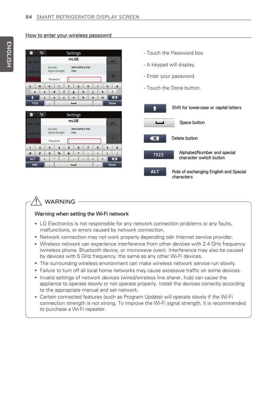 Warning, English | LG LFX31995ST User Manual | Page 84 / 121