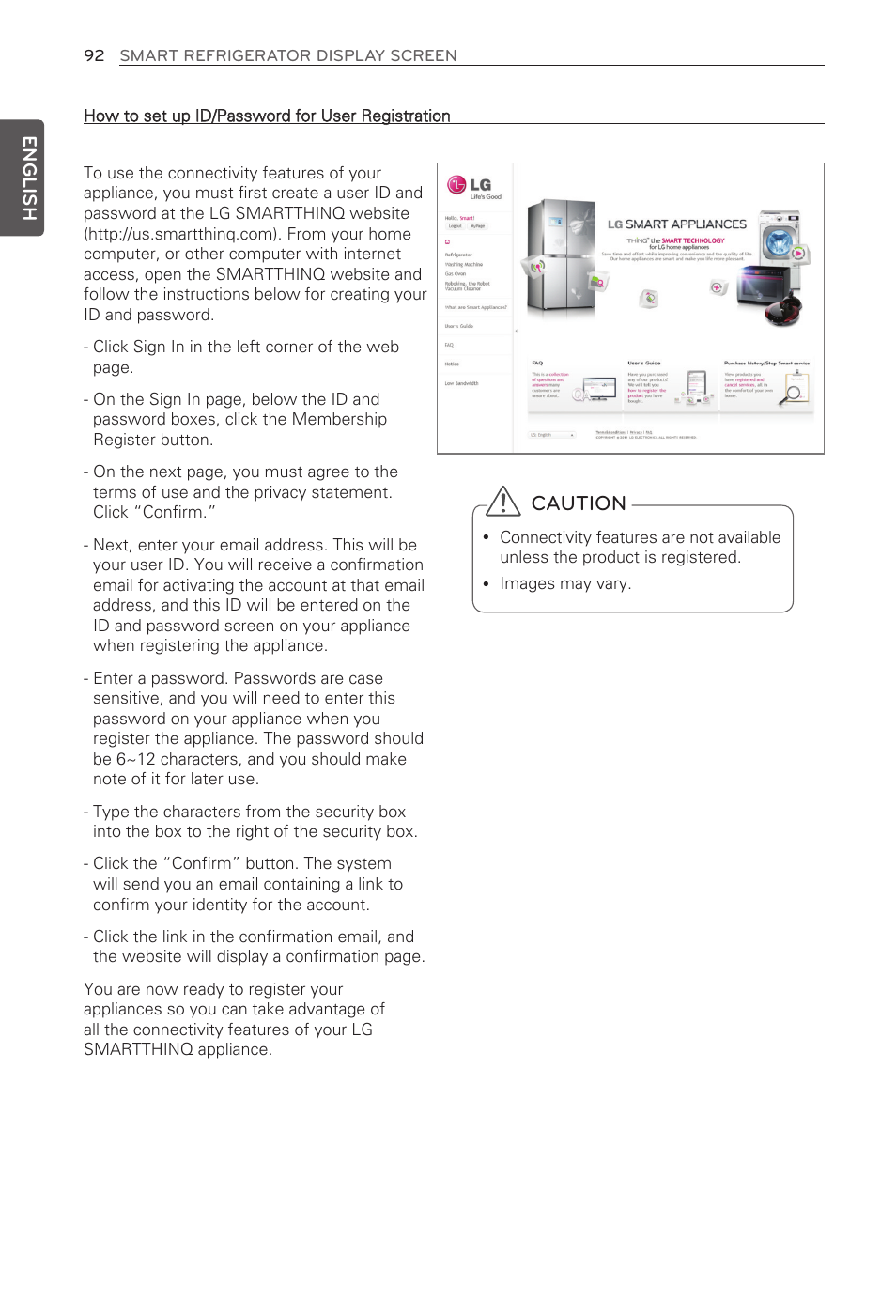 Caution, English | LG LFX31995ST User Manual | Page 92 / 121