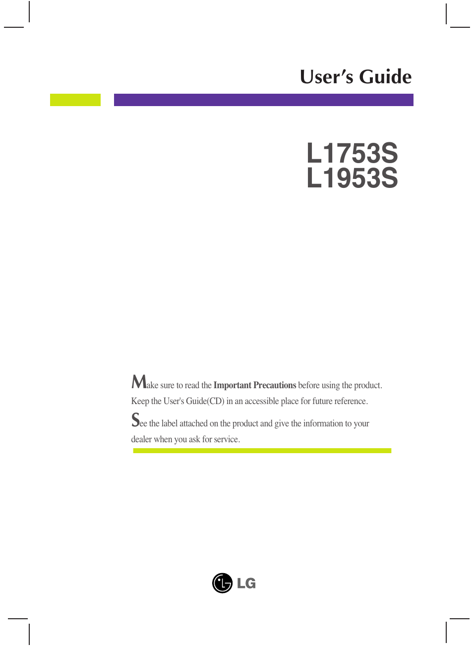 LG L1753S-SF User Manual | 25 pages