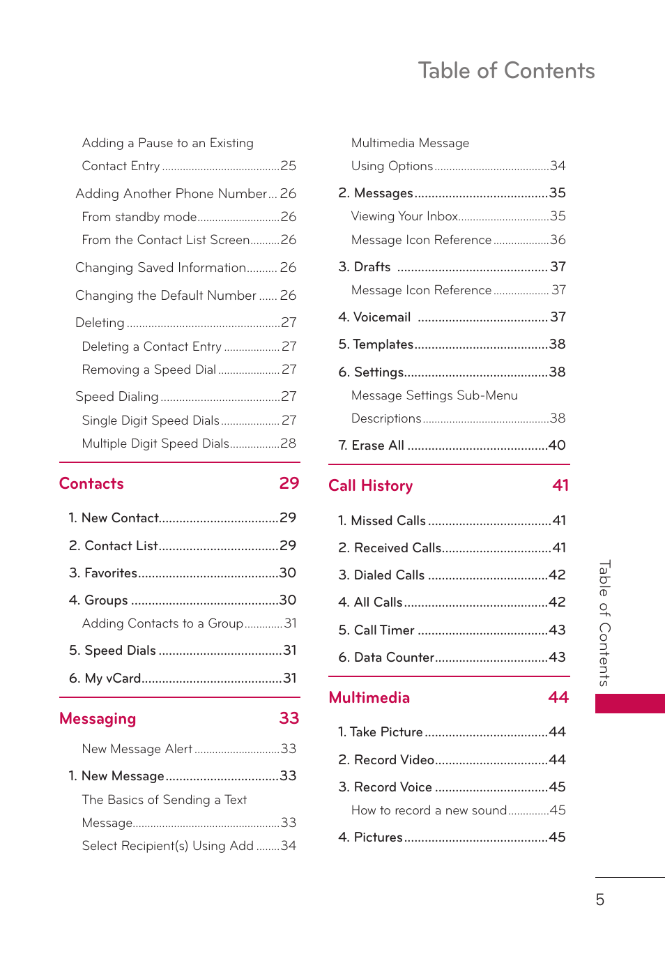 LG LGUN530 User Manual | Page 7 / 115