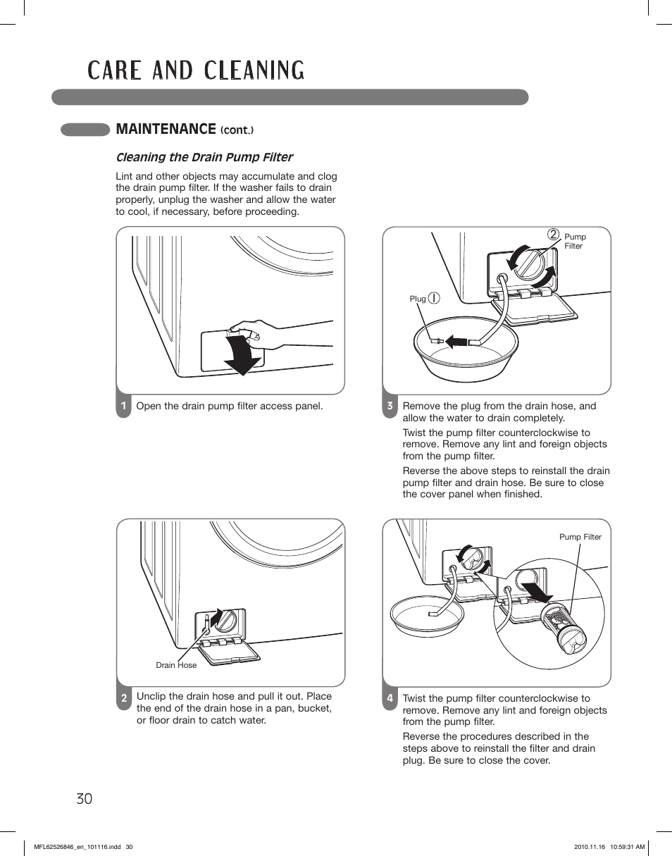 Maintenance | LG WM2350HWC User Manual | Page 30 / 108