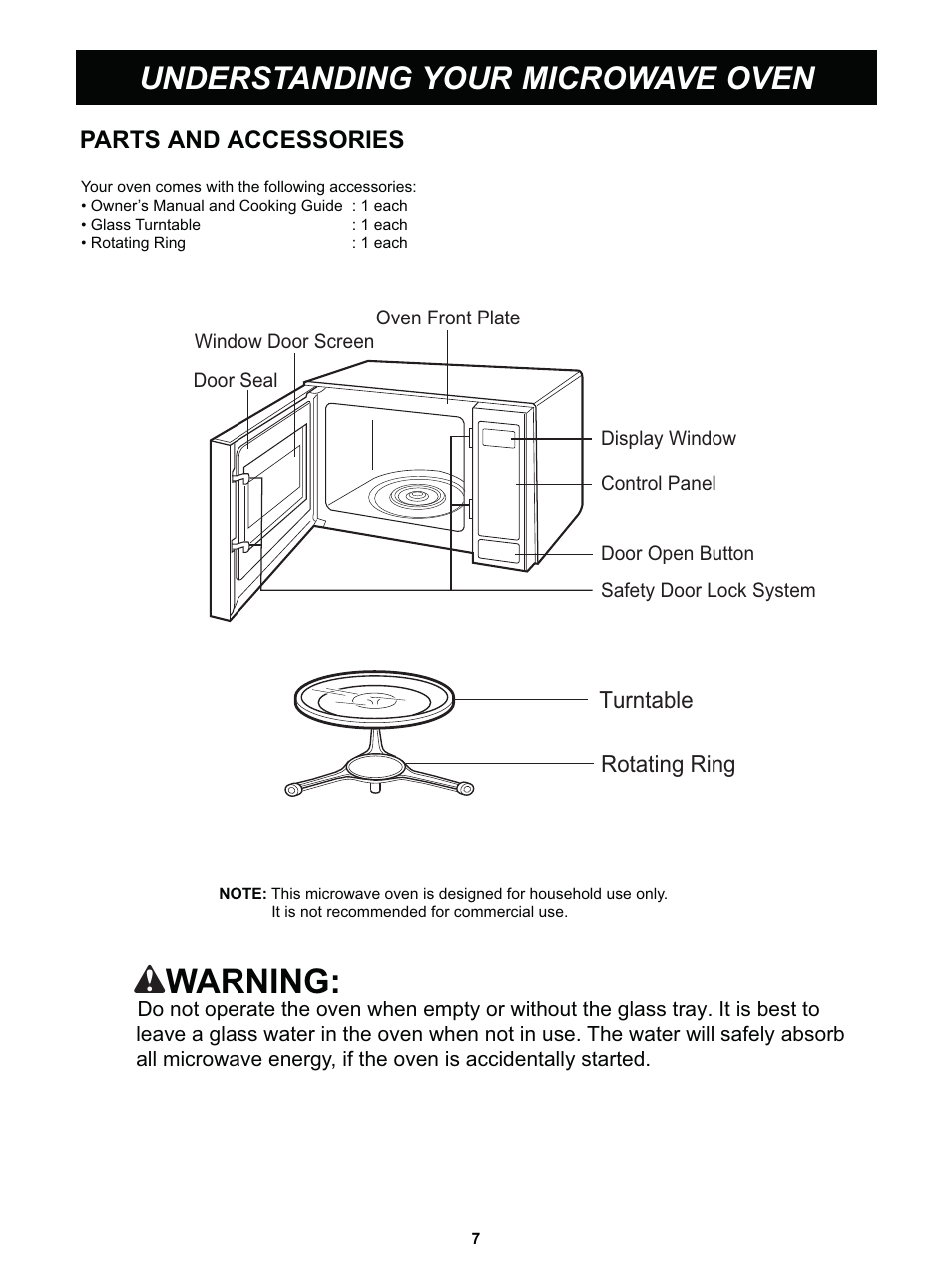 Warning, Understanding your microwave oven | LG LCS1413SW User Manual | Page 7 / 24