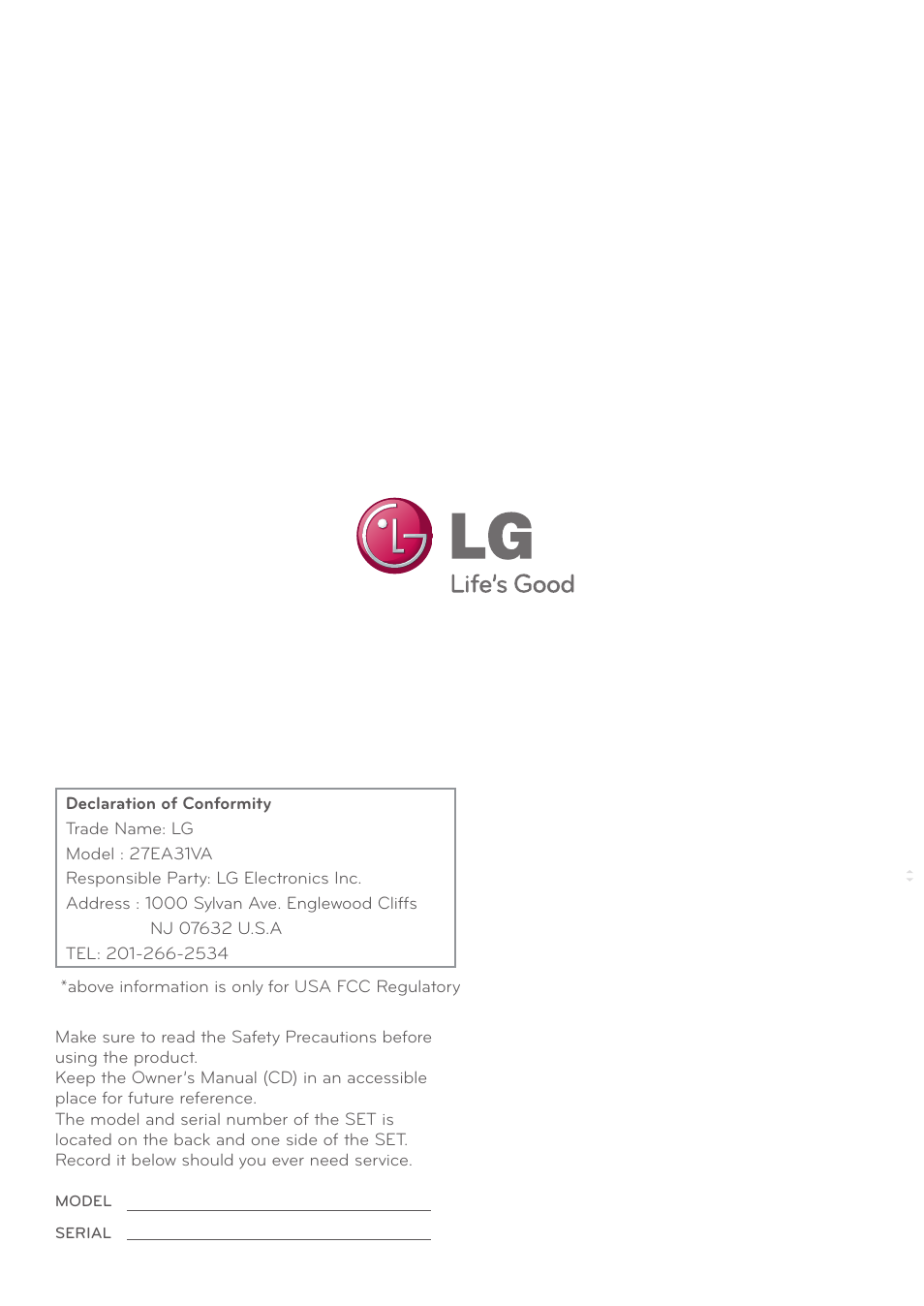 LG 27EA31V-B User Manual | Page 28 / 28