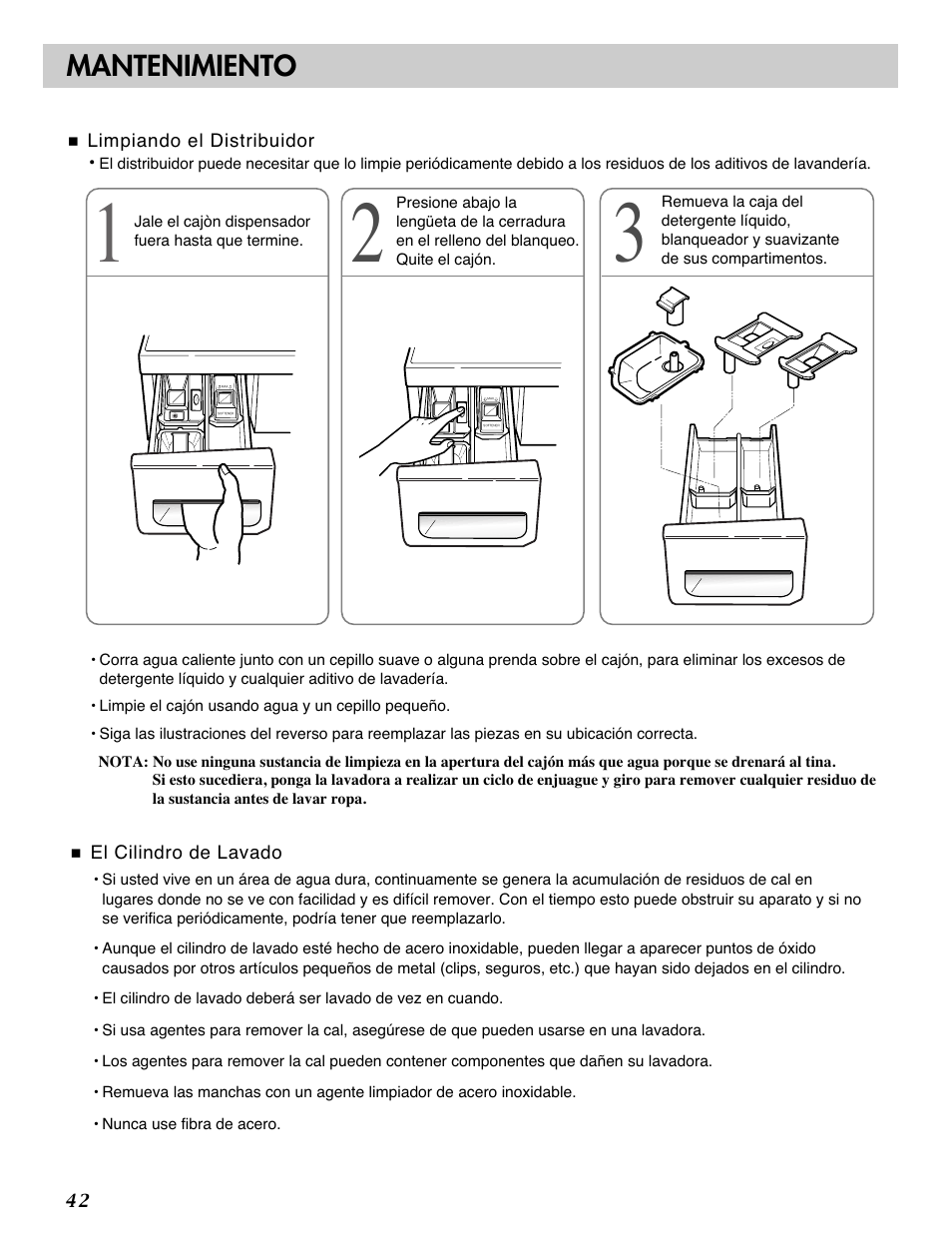 Mantenimiento | LG WM2101HW User Manual | Page 42 / 72
